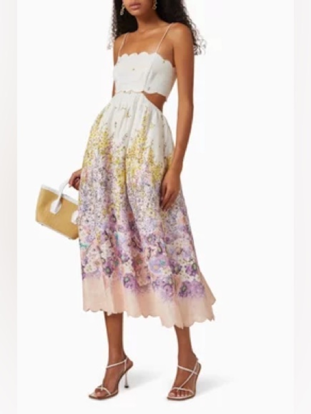 NWT Zimmerman Jude Scallop Midi Dress in Peach Gradient Floral - Size 2 - Picture 5 of 16